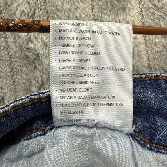 KanCan Denim Shorts Womens 7/27 Distressed Blue Jean Cuffed Stretch Grunge Faded - Picture 8 of 8